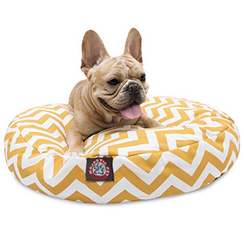 Majestic Gelb Chevron rund klein Indoor Outdoor Pet Hundebett mit Abnehmbarer waschbarer Bezug Pet Products von Majestic