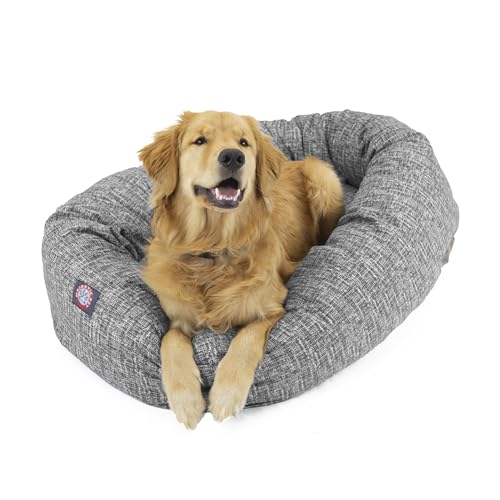 Majestic Pet 61 cm Bagel Beruhigendes Hundebett waschbar – gemütliches, weiches rundes Hundebett mit Wirbelsäulenunterstützung für Hunde zum Ausruhen des Kopfes – flauschiges Donut-Hundebett 61 x 48 x von Majestic