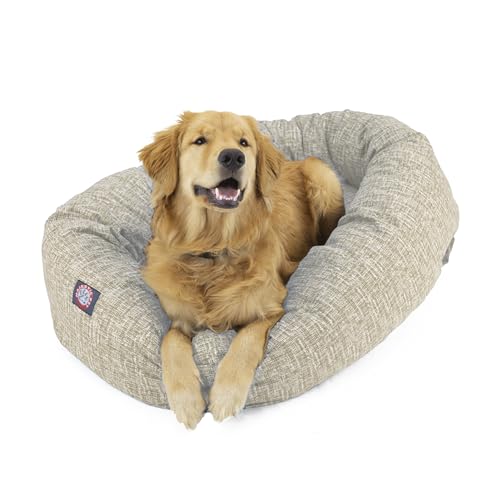 Majestic Pet 61 cm Bagel Beruhigendes Hundebett waschbar – gemütliches, weiches rundes Hundebett mit Wirbelsäulenunterstützung für Hunde zum Ausruhen des Kopfes – flauschiges Donut-Hundebett 61 x 48 x von Majestic