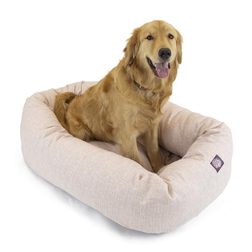 Majestic Pet Bagel Beruhigendes Hundebett waschbar – gemütliches weiches rundes Hundebett mit Wirbelsäulenunterstützung für Hunde zum Ausruhen des Kopfes – flauschiges Donut-Hundebett 132 x 89 x 28 cm von Majestic