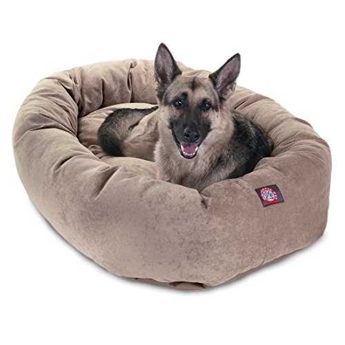 Majestic Pet Beruhigendes Hundebett aus Mikro-Samt, 132 cm, waschbar, gemütliches, weiches, rundes Hundebett mit Wirbelsäule zur Kopfstütze, Flauschiges Donut-Hundebett, 132 x 89 x 27 cm, rund, Größe von Majestic