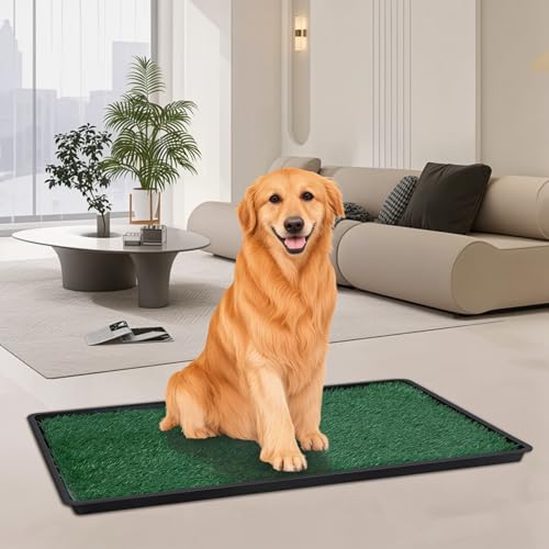 Makamsui Kunstrasen-Pad für Hunde, Töpfchen mit Tablett, Welpen-Pad für Hunde und kleine Haustiere, Hundetoilette, Ersatz für künstliche Grasen, 1 Urinierpad, 1 Bodenwanne, Bla von Makamsui