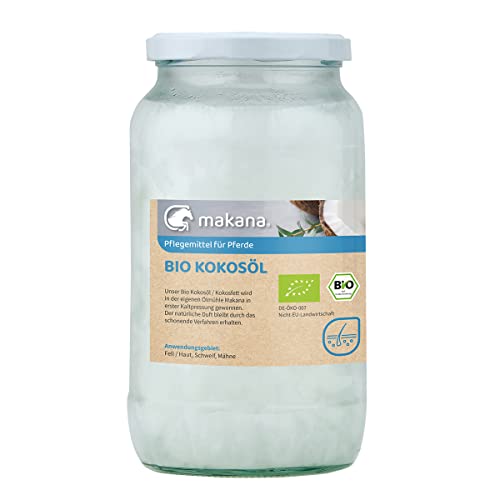 Makana BIO Kokosöl/ Kokosfett für Pferde, kaltgepresst, 900 ml Glas von Makana