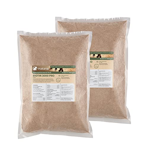 Makana Biotin 3000 Pro Pulver, Nährstoffe für stabile Hufe und Starkes Horn, 2 x 1000 g Beutel (18,00 € / kg) von Makana