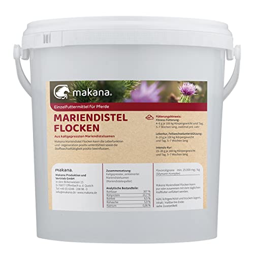 Makana Mariendistel Flocken für Tiere, 5 kg Eimer von Makana