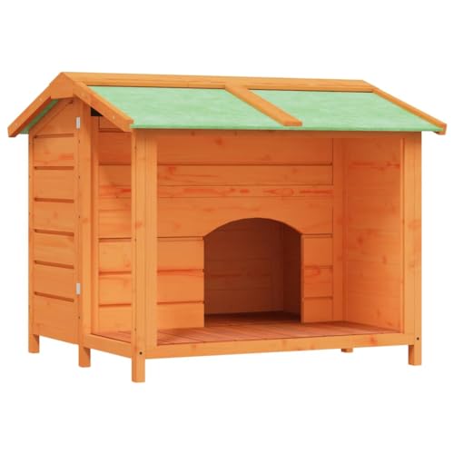 Hundehütte aus Holz, Hundehaus Kleintierhaus mit Wasserfestes Dach, Outdoor Hütte für drinnen und draußen, Katzenhaus Hundebett Haustierbett Hundeliege, Braun 96x87x80,5 cm von Makastle