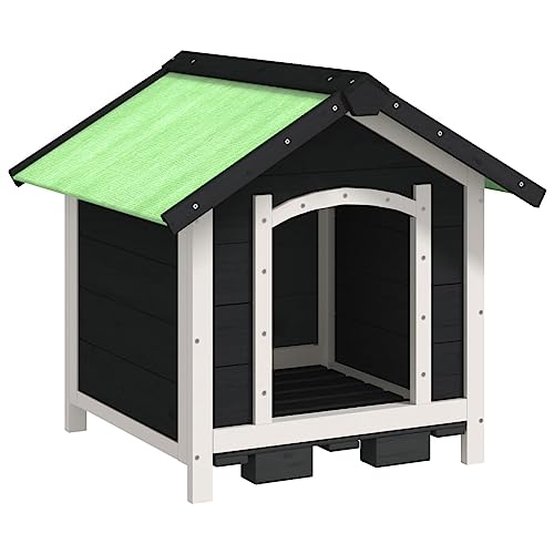 Hundehütte aus Holz, Hundehaus Kleintierhaus mit Wasserfestes Dach, Outdoor Hütte für drinnen und draußen, Katzenhaus Hundebett Haustierbett Hundeliege, Grau 65x65x61,5 cm von Makastle