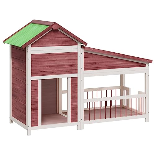 Hundehütte aus Holz, Hundehaus Kleintierhaus mit Wasserfestes Dach, Outdoor Hütte für drinnen und draußen, Katzenhaus Hundebett Haustierbett Hundeliege, Mokka 143x60,5x109 cm von Makastle