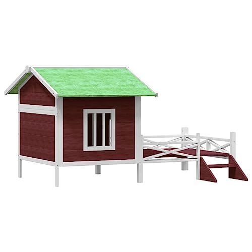 Hundehütte aus Holz, Hundehaus Kleintierhaus mit Wasserfestes Dach, Outdoor Hütte für drinnen und draußen, Katzenhaus Hundebett Haustierbett Hundeliege, Mokka 159x120x88,5 cm von Makastle