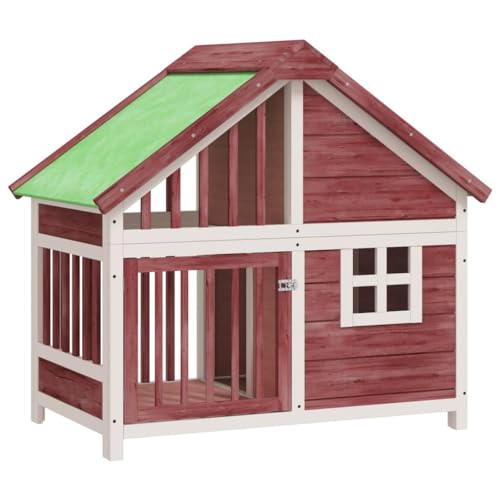 Hundehütte aus Holz, Hundehaus Kleintierhaus mit Wasserfestes Dach, Outdoor Hütte für drinnen und draußen, Katzenhaus Hundebett Haustierbett Hundeliege, Mokka 96x60,5x87 cm von Makastle