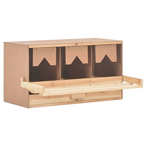 Legenest 3 Abteile mit MDF Boden, Hühnernest für große Hühner Legenester Abrolllegenest Abrollnest Abroll-Legenest, große Legebox, Geflügelnest - Hühnerstall Zubehör 72 x 33 x 38 cm Massivholz von Makastle