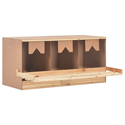 Legenest 3 Abteile mit MDF Boden, Hühnernest für große Hühner Legenester Abrolllegenest Abrollnest Abroll-Legenest, große Legebox, Geflügelnest - Hühnerstall Zubehör 96 x 40 x 45 cm Massivholz von Makastle