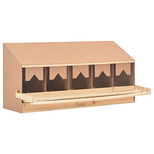 Legenest 5 Abteile mit MDF Boden, Hühnernest für große Hühner Legenester Abrolllegenest Abrollnest Abroll-Legenest, große Legebox, Geflügelnest - Hühnerstall Zubehör 117 x 33 x 54 cm Massivholz von Makastle