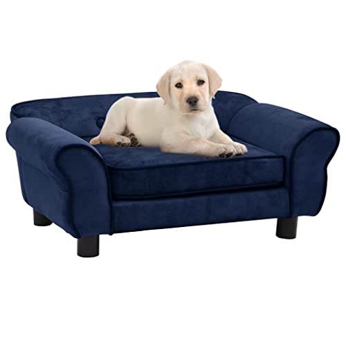 Makastle Haustiersofa Hundematte Hundebett Hundesofa Hundecouch Katzen Sofa für kleine Hunde und Katzen, Schlafplatz, Blau 72x45x30 cm Plüsch von Makastle