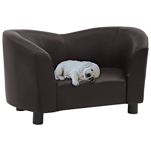 Makastle Haustiersofa Hundematte Hundebett Hundesofa Hundecouch Katzen Sofa für kleine Hunde und Katzen, Schlafplatz, Braun 67x41x39 cm Kunstleder von Makastle