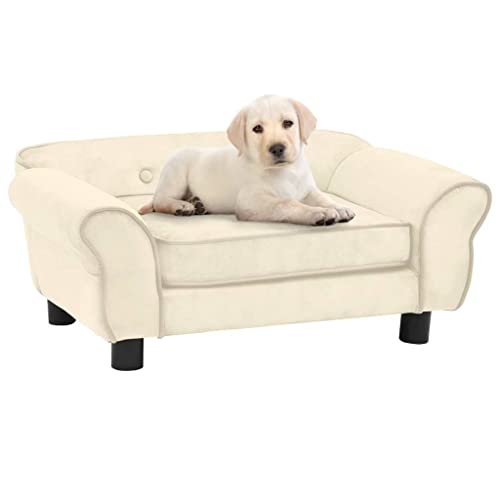 Makastle Haustiersofa Hundematte Hundebett Hundesofa Hundecouch Katzen Sofa für kleine Hunde und Katzen, Schlafplatz, Creme 72x45x30 cm Plüsch von Makastle