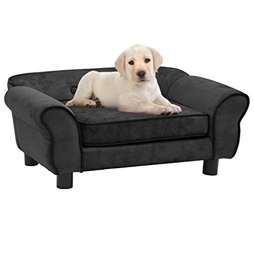 Makastle Haustiersofa Hundematte Hundebett Hundesofa Hundecouch Katzen Sofa für kleine Hunde und Katzen, Schlafplatz, Dunkelgrau 72x45x30 cm Plüsch von Makastle