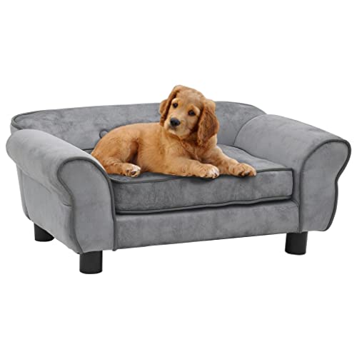 Makastle Haustiersofa Hundematte Hundebett Hundesofa Hundecouch Katzen Sofa für kleine Hunde und Katzen, Schlafplatz, Grau 72x45x30 cm Plüsch von Makastle