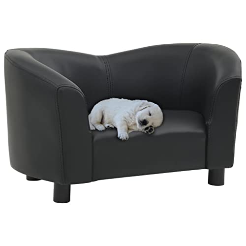 Makastle Haustiersofa Hundematte Hundebett Hundesofa Hundecouch Katzen Sofa für kleine Hunde und Katzen, Schlafplatz, Schwarz 67x41x39 cm Kunstleder von Makastle