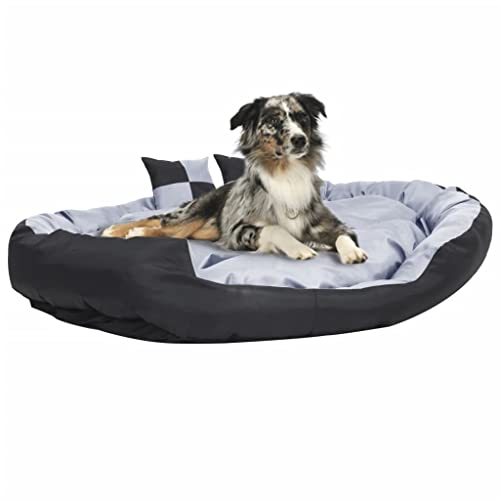 Makastle Hundebett Verschiedene Größen für kleine, mittelgroße und große Hunde, Hundesofa mit Kissen, flauschig, warm, Wendbares, waschbares, gepolstert, Grau und Schwarz 150x120x25 cm von Makastle