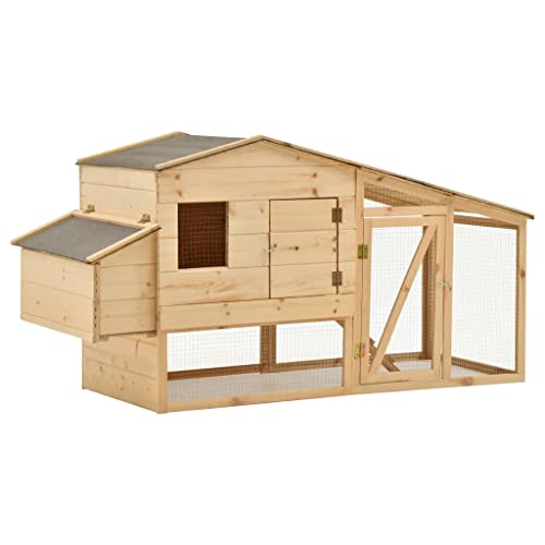 Outdoor Hühnerkäfig Hühnerstall Hühnerhaus Geflügelstall Freilaufgehege Hühnervoliere Kaninchenstall Freigehege Kleintiergehege Kleintierkäfig mit rutschfesten Rampe, 178x67x92 cm von Makastle