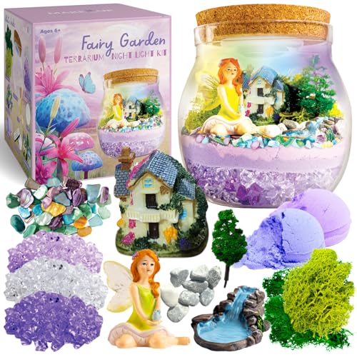 Fairy Garden Light Up Terrarium Kit for Kids I Girls Toys Craft Kits for Kids I Night Light for Kids Crystal Growing Kit I Terrarium Jar for Kids I Birthday Gifts for Girls Age 4-12 von Make it Up