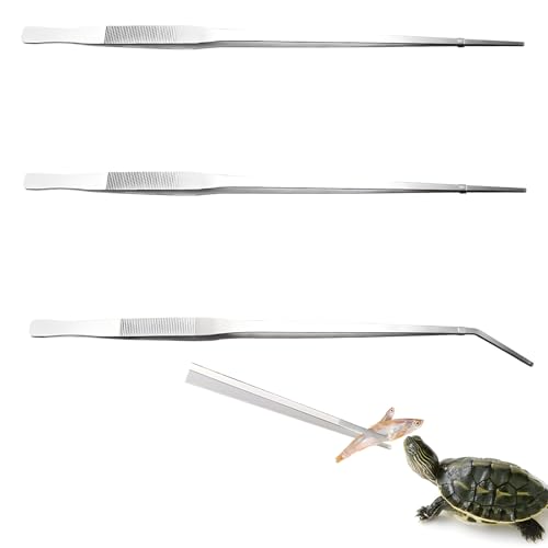 3er Set Aquarium Pinzette Lange, Gebogene Pinzette, Reptilien füttern zangen, Gebogen Aquarium Pinzette für Aquarienpflanzen und Fischpflege（2 gerade, 1 gekrümmt） von Makoto Nobu