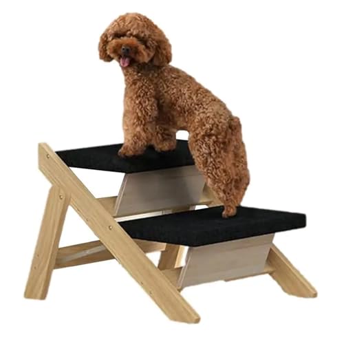 Faltbare Hundetreppe, rutschfest, 2-in-1, Haustiertreppe for Bett, leichte Hundetreppe aus Holz, langlebige Hunderampe for alte Katzen, Couch, Autos von MalUan