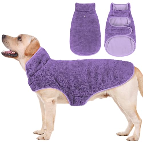 Malier Wendbarer Fleece-Hundemantel, winddicht und warm, perfekt für kaltes Wetter und Schnee, erhältlich in Lila für kleine bis große Hunde von Malier