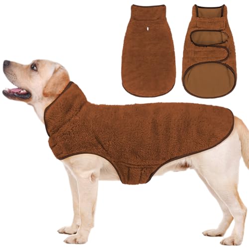 Malier Hunde-Wintermantel, wendbar, Fleece, für kaltes Wetter, Hundejacke für Hunde, winddicht, warm, Schnee-Hundejacke, Weste, Haustier-Hundekleidung für kleine, mittelgroße und große Hunde (Braun, von Malier