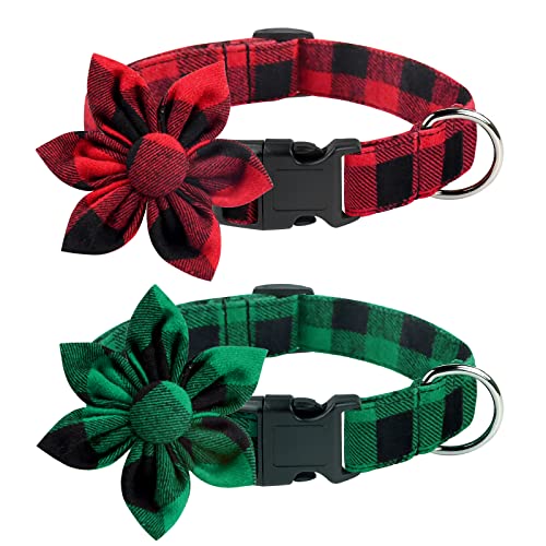 Malier Hundehalsband mit Blumenmotiv, groß, rot + grün, 2 Stück von Malier