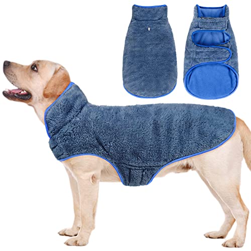 Malier Hunde-Wintermantel, wendbar, Fleece, für kaltes Wetter, Hundejacke für Hunde, winddicht, warm, Schnee-Hundejacke, Weste, Haustier-Hundekleidung für kleine, mittelgroße und große Hunde (blau, von Malier