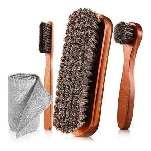 Malloy 4-Teiliges Schuhputzbürsten-Set Aus Rosshaar, Politur-Applikatoren, Reinigungsbürste für Lederschuhe und Malloy 4-Teiliges Schuhputzbürsten-Set Aus Rosshaar, Politur-Applikatoren, Reinigungsbürste für Lederschuhe und von Malloy