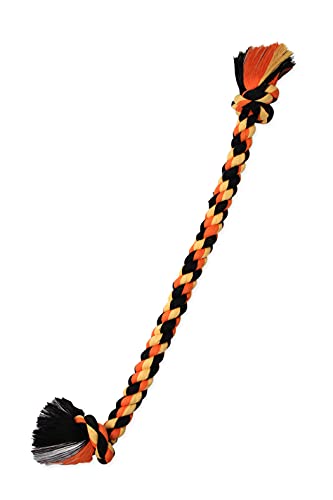 Mammoth Flossy Chews Color Rope Tug - Premium Baumwoll-Poly-Seil Hundespielzeug - Buntes interaktives Tauziehen - Hundeseil natürlich Zahnseide Zähne - 2 Knoten Hundespielzeug von Mammoth Pet Products