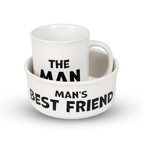 Man's Best Friend Keramik-Kaffeetasse und Futternapf für Hunde, Geschenk-Set von Man's Best Friend