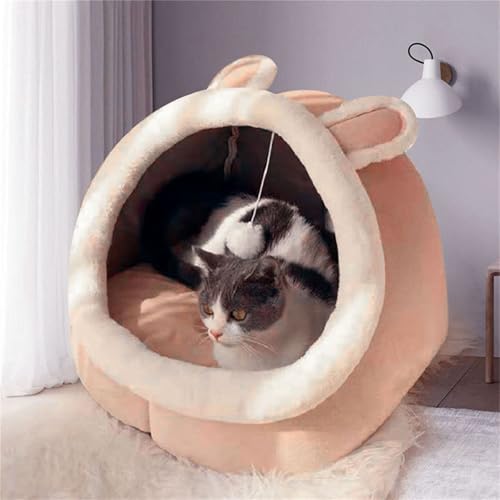 Katzenbett, waschbare Höhlematte für kleine Hunde, Plüsch, mit abnehmbarem Bett für Katzen und Zuhause, Rosa, Größe L von ManbaEU