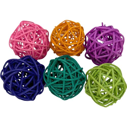 5057 Kleine Regenbogen-Rankenbälle, natürlich, kaubar, Vogelspielzeug, leuchtende Farben, leicht, 6 Stück von Mandarin Bird Toys