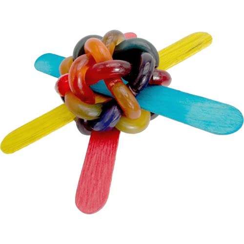 Mandarin Bird Toys M&M 2140 Big Nobby Chew Kauspielzeug, handgefertigtes, buntes federndes Vogel-Fußspielzeug, bunte Gummi, zerbrechliche Stäbchen, leicht zu greifen für Schnäbel und Füße, gefüllt, von Mandarin Bird Toys