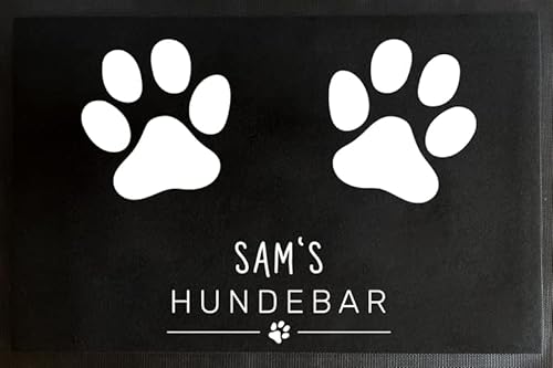 Personalisierte Napfunterlage Fußmatte | Wunschnamen | Hunde & Haustier | versch. Größen | rutschfest | Filzoberfläche | Futterstation (HUNDEBAR - 35x50cm) von Manilu