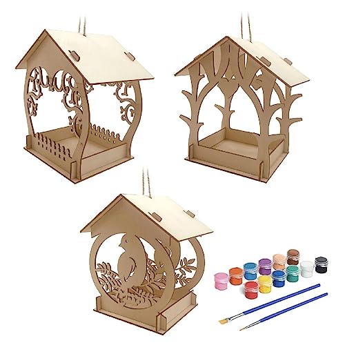 3 Stück Vogelfutterstation DIY Outdoor Vogelhaus Für Vögel Klettern DIY Malerei Handwerk STEM Malerei Kunst Aktivitäten Handwerk Bunte Vogelhaus von Maouira