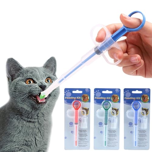 3 Stücke Haustier Medikamenten Spritze Tabletteneingeber Katze Pet Pusher Spritze Wiederverwendbare Tabletteneingeber für Katzen Hund Welpen Kleintierm, Tabletten Applikator Katze von Maple Plentiful