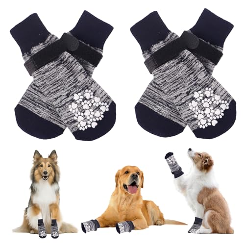 GalvaPcth Hundesocken, 2 Paar Hundepfotenschutz, Anti-Rutsch-Hundesocken Pfoten stoppen Lecken, Stiefel & Pfotenschutz für Hunde, Hundesocken mit Griffen, Frostbeständig im Winter, Hitzebeständig im von Mapneng