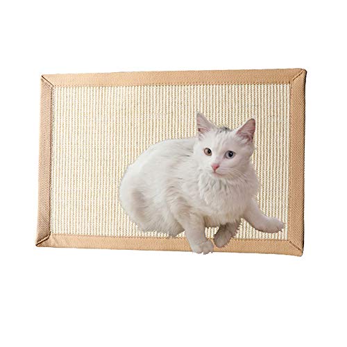 Kratzbrett für Katzen, Sisal-Pad, Kratzschutz, Matratze, mit Anti-Rutsch, für Tisch, Stuhl, Sofa, Beine, 40 x 60 cm, Weiß von Maran