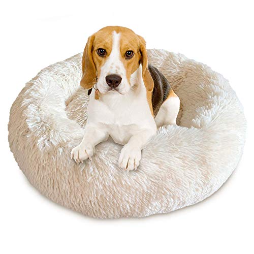 Luxuriöses Flauschiges Haustierbett,Hundebetten für mittelgroße und groß Hunde,rundes Kuschelbett mit weichem Kissen,Haustier Matte Schlafplatz Hundesofa,Waschbar von Maran