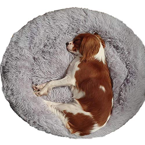 Maran Haustierbett Schöne Hundesofa,Hundebett Grosse Hunde,Donut Cuddler Hundekissen,Plüsch Weich Zwinger für mittelgroße große Hunde-Hellgrau-M:70cm von Maran