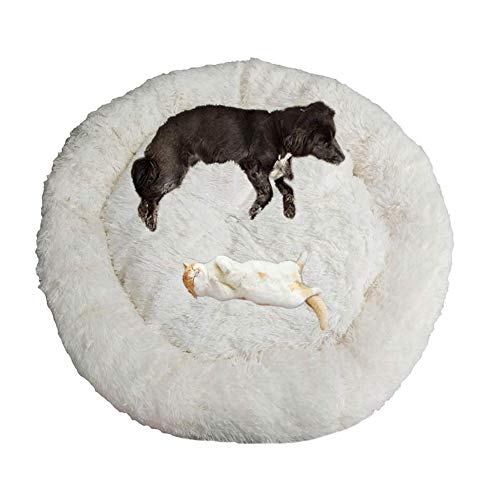 Maran Haustierbett Schöne Hundesofa,Hundebett Grosse Hunde,Donut Cuddler Hundekissen,Plüsch Weich Zwinger für mittelgroße große Hunde-Weiß-M:70cm von Maran