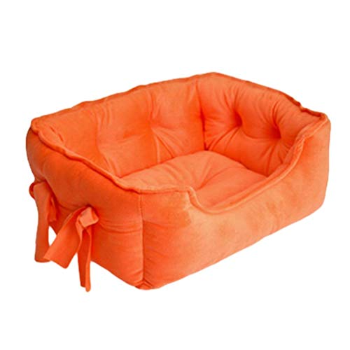 Maran Hundekissen mit Hundekorb Katzen Klein Hundebett Haustier Haus Rechteckig Weich Hundekörbchen Maschinenwaschbar für Katzen und kleine bis mittelgroße Hunde besseren Schlaf-Orange-58 * 40 * 22CM von Maran