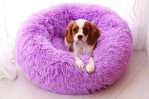 Maran Luxuriöses Donut-Haustierbett Hundekissen,Warm Hundeschlafplatz Katzendecke Hundematratze Tierbedarf Hundekorb für Hunde Katzen Hundekissen-violett-50 * 50 * 20cm von Maran