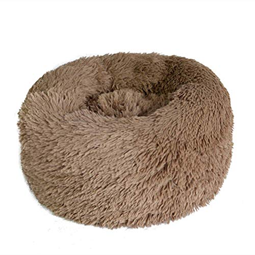 Maran Rund Donut Nisthöhle Hundebett Tierbett Snug Hundebett Comfort Katzenbett Waschbares Hundekissen Hundesofa für Katzen und kleine bis mittelgroße Hunde-Khaki-L-60 * 60 * 22 cm von Maran