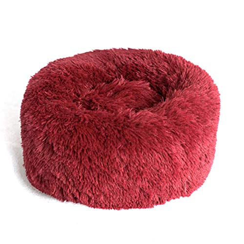 Maran Rund Donut Nisthöhle Hundebett Tierbett Snug Hundebett Comfort Katzenbett Waschbares Hundekissen Hundesofa für Katzen und kleine bis mittelgroße Hunde-Rot-M-50 * 50 * 22cm von Maran